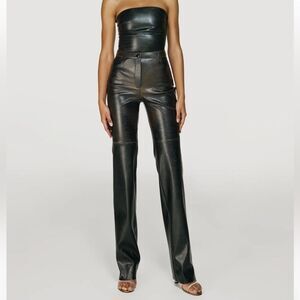CULTNAKED Killa pants Black brown burnt Wide Leg faux Leather jeans NWT S